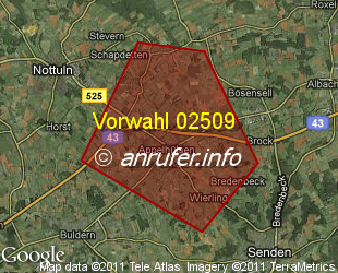 Vorwahlkarte 02509 – Nottuln-Appelhülsen