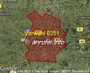 Vorwahlkarte 0251 – Münster