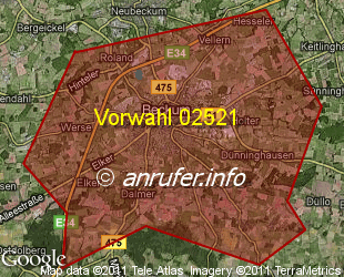 Vorwahlkarte 02521 – Beckum