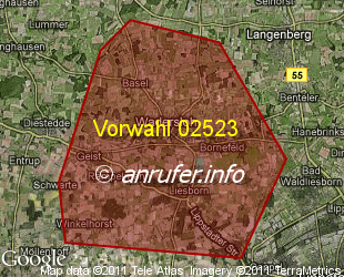 Vorwahlkarte 02523 – Wadersloh