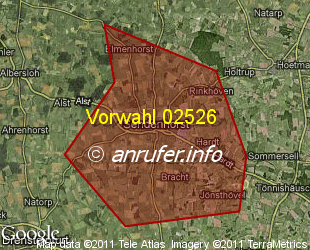 Vorwahlkarte 02526 – Sendenhorst