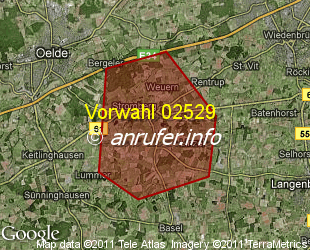Vorwahlkarte 02529 – Oelde-Stromberg