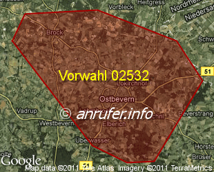 Vorwahlkarte 02532 – Ostbevern