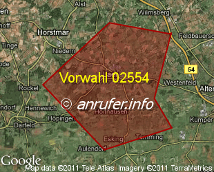 Vorwahlkarte 02554 – Laer Kr Steinfurt