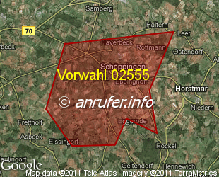 Vorwahlkarte 02555 – Schöppingen