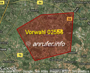 Vorwahlkarte 02556 – Metelen