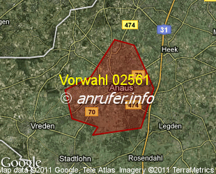 Vorwahlkarte 02561 – Ahaus