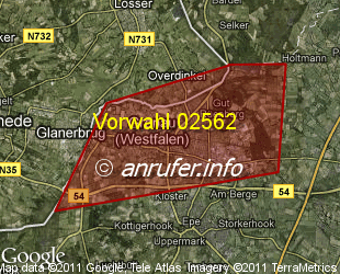 Vorwahlkarte 02562 – Gronau Westfalen