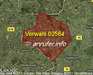 Vorwahlkarte 02564 – Vreden