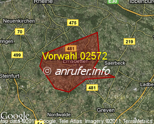 Vorwahlkarte 02572 – Emsdetten