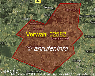 Vorwahlkarte 02582 – Everswinkel