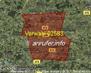 Vorwahlkarte 02583 – Sassenberg