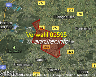 Vorwahlkarte 02595 – Olfen