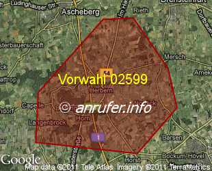 Vorwahlkarte 02599 – Ascheberg-Herbern