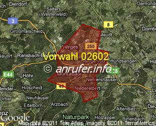 Vorwahlkarte 02602 – Montabaur