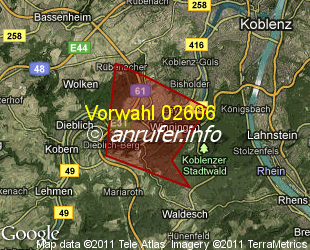 Vorwahlkarte 02606 – Winningen Mosel