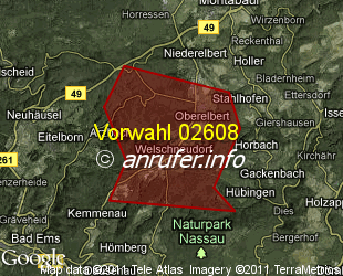 Vorwahlkarte 02608 – Welschneudorf