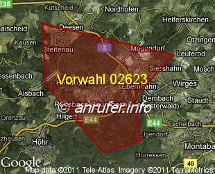 Vorwahlkarte 02623 – Ransbach-Baumbach