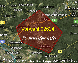 Vorwahlkarte 02624 – Höhr-Grenzhausen