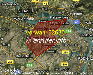 Vorwahlkarte 02630 – Mülheim-Kärlich