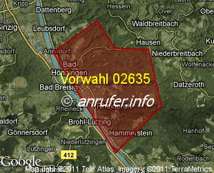 Vorwahlkarte 02635 – Rheinbrohl