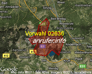 Vorwahlkarte 02636 – Burgbrohl