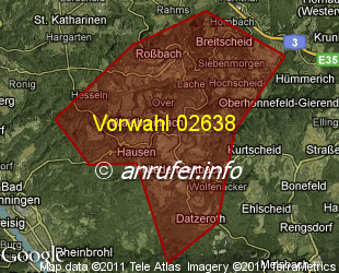 Vorwahlkarte 02638 – Waldbreitbach