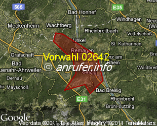 Vorwahlkarte 02642 – Remagen