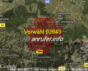 Vorwahlkarte 02643 – Altenahr