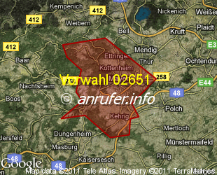 Vorwahlkarte 02651 – Mayen