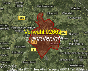 Vorwahlkarte 02662 – Hachenburg
