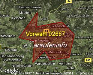 Vorwahlkarte 02667 – Stein-Neukirch