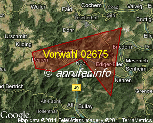 Vorwahlkarte 02675 – Ediger-Eller