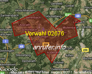 Vorwahlkarte 02676 – Ulmen