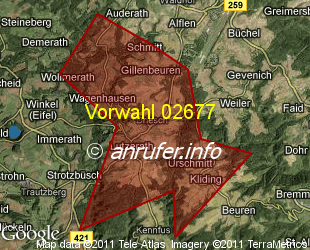 Vorwahlkarte 02677 – Lutzerath