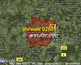 Vorwahlkarte 02681 – Altenkirchen Westerwald