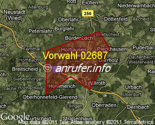 Vorwahlkarte 02687 – Horhausen Westerwald
