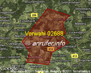Vorwahlkarte 02688 – Kroppach