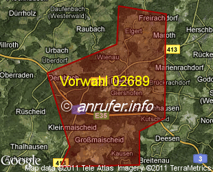 Vorwahlkarte 02689 – Dierdorf