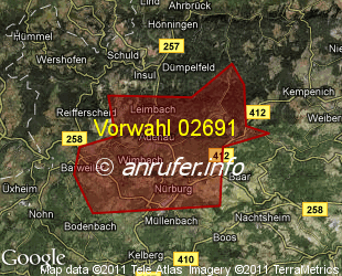 Vorwahlkarte 02691 – Adenau