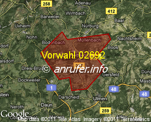 Vorwahlkarte 02692 – Kelberg