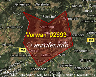 Vorwahlkarte 02693 – Antweiler