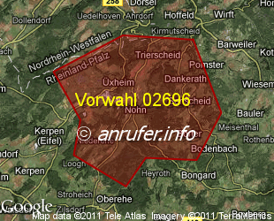 Vorwahlkarte 02696 – Nohn Eifel