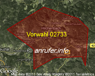 Vorwahlkarte 02733 – Hilchenbach