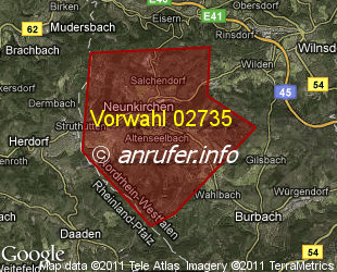 Vorwahlkarte 02735 – Neunkirchen Siegerl