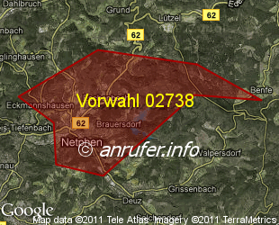 Vorwahlkarte 02738 – Netphen