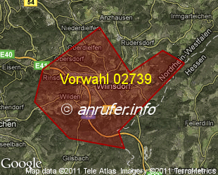 Vorwahlkarte 02739 – Wilnsdorf