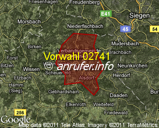 Vorwahlkarte 02741 – Betzdorf