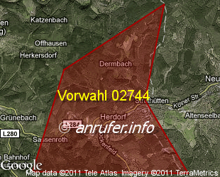 Vorwahlkarte 02744 – Herdorf