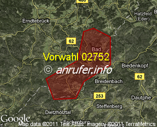 Vorwahlkarte 02752 – Bad Laasphe